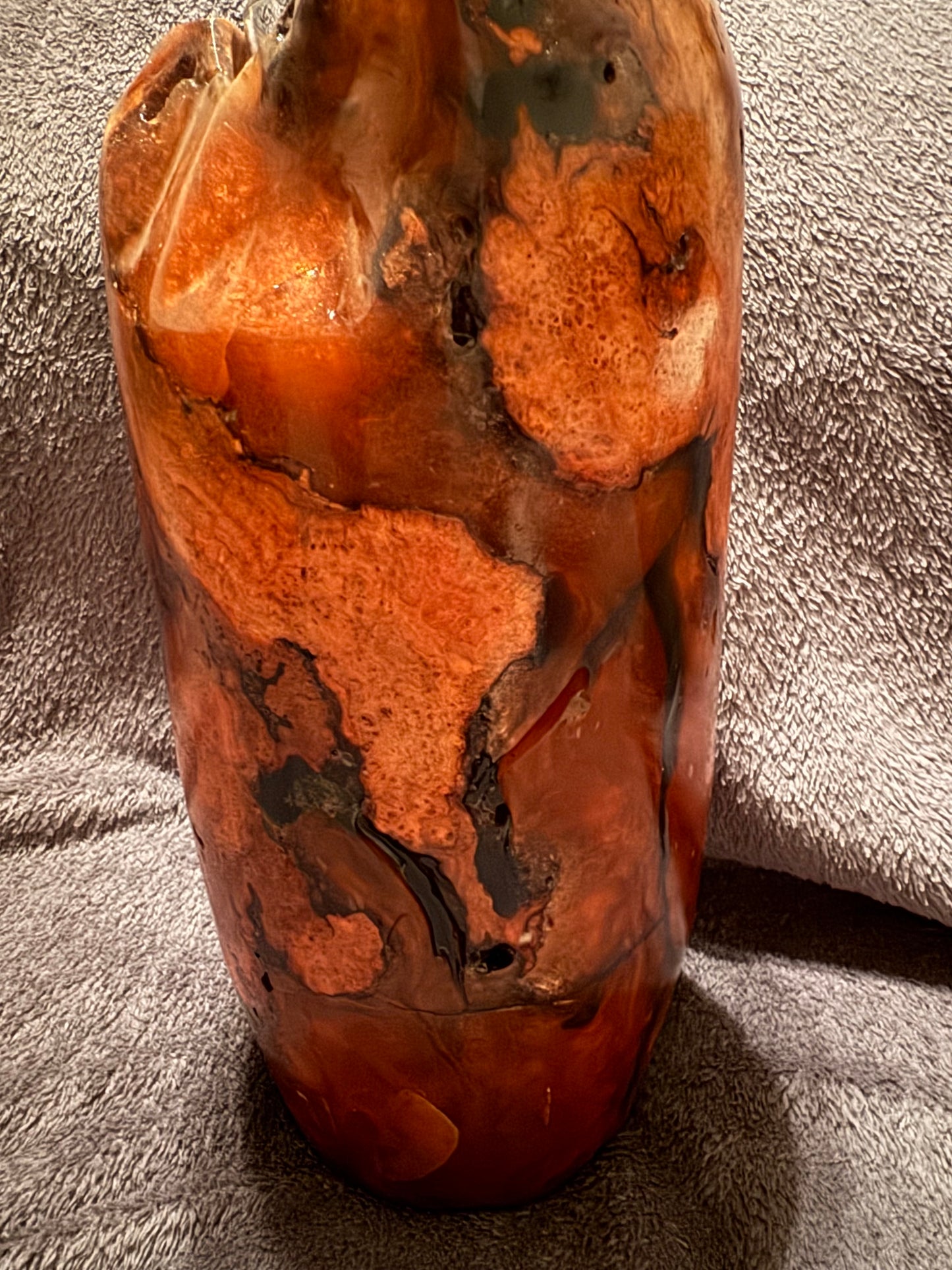Cherry Burl Vase with Orange and Black epoxy