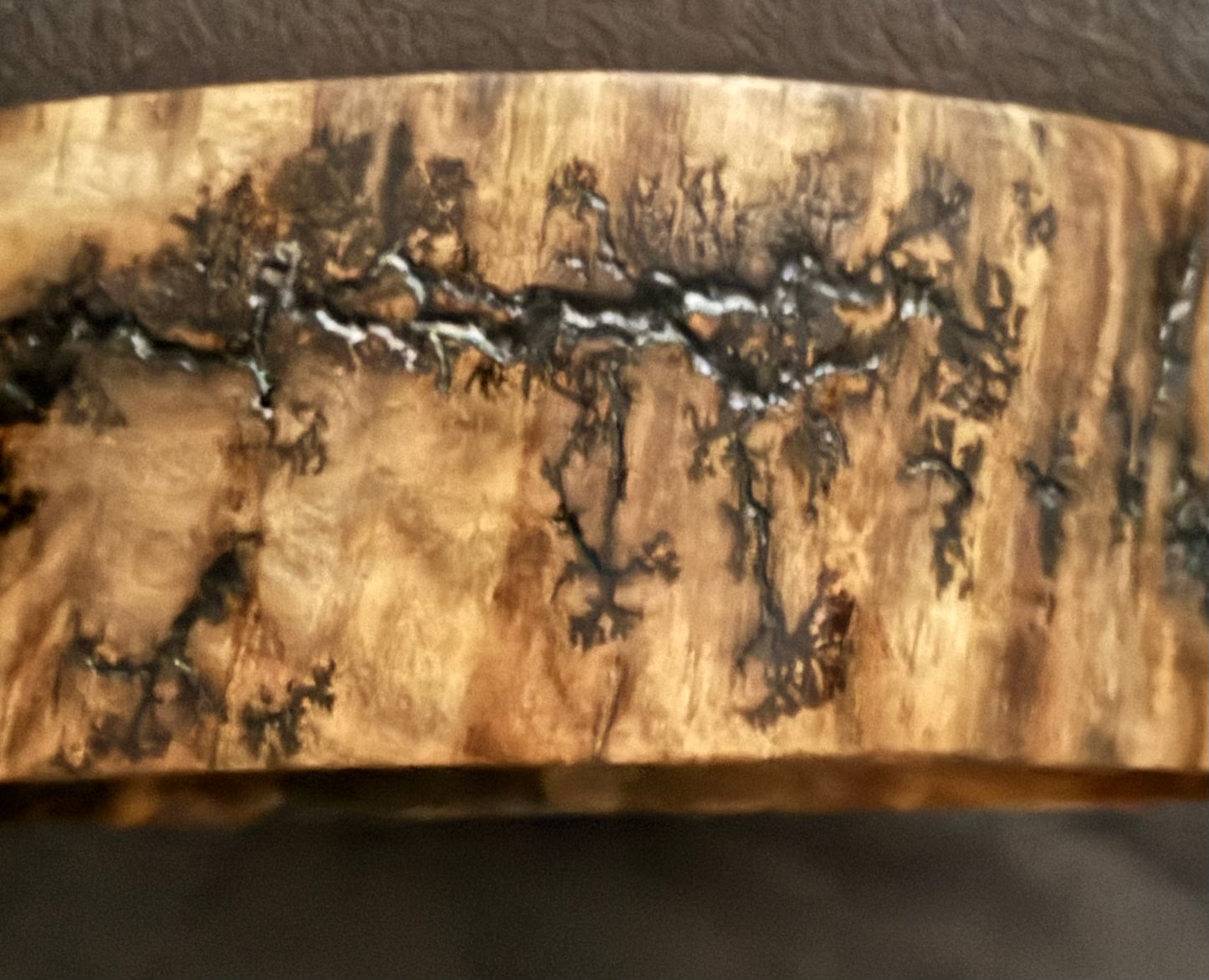 Spalted Ash with Fractal Burning with Red & clear epoxy