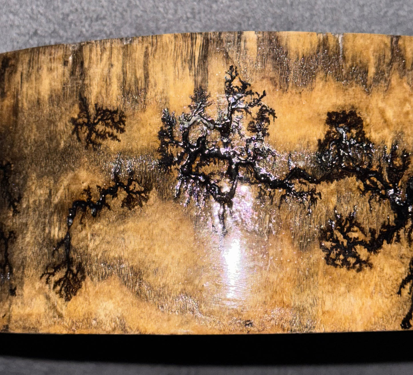 Spalted Ash with Fractal Burning with Red & clear epoxy