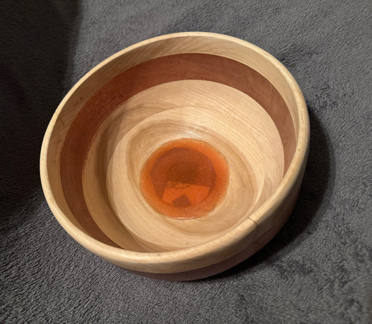 Poplar with Mahogany & Copper epoxy Segmented bowl