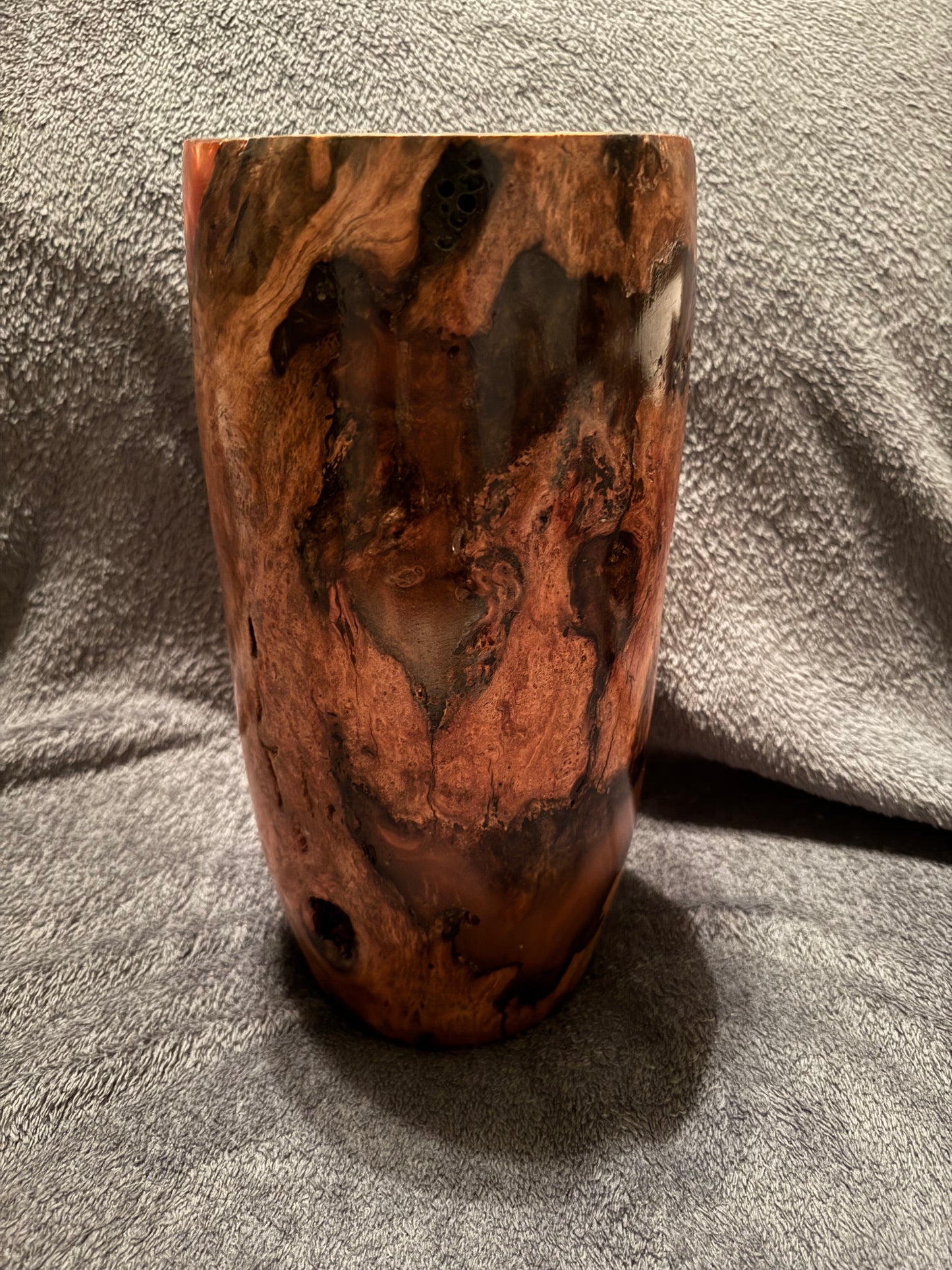 Cherry Burl Vase with Orange and Black epoxy