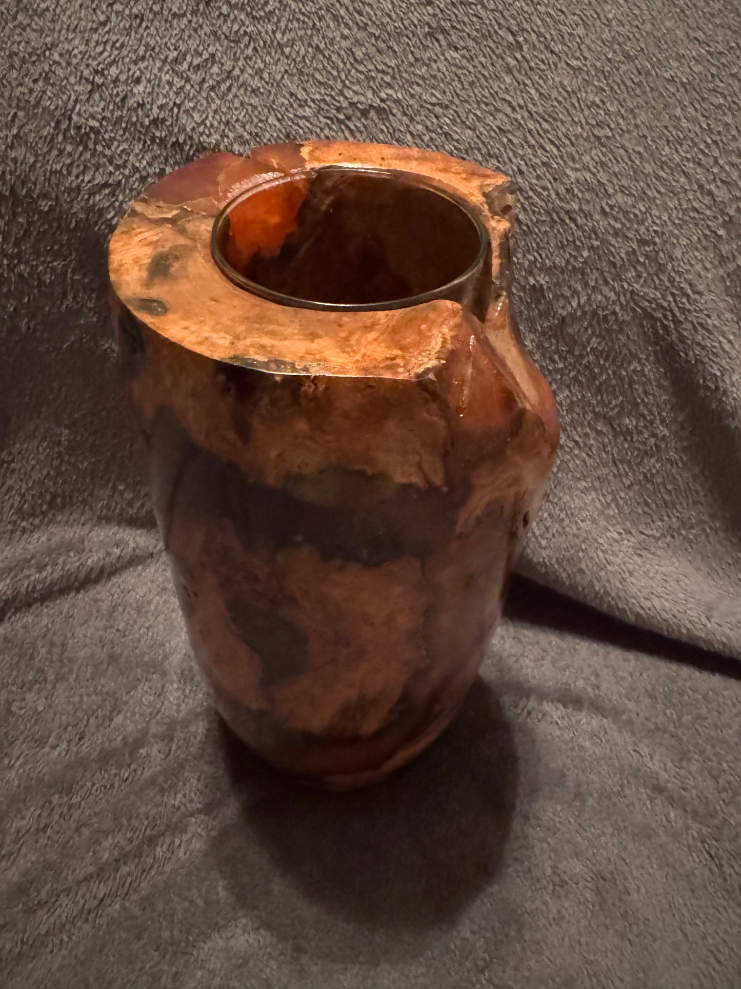 Cherry Burl Vase with Orange and Black epoxy