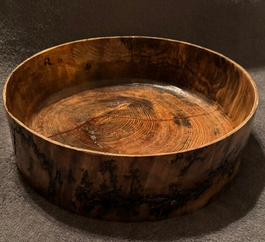 Spalted Ash with Fractal Burning with Red & clear epoxy