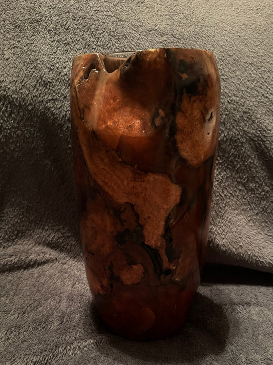 Cherry Burl Vase with Orange and Black epoxy